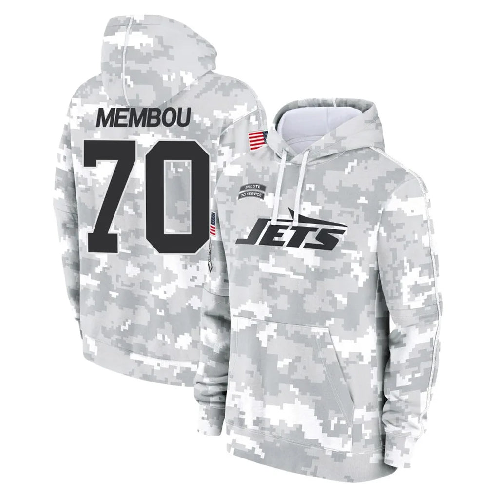 NY.Jets #70 Armand Membou Player Arctic Camo Salute to Service Pullover Hoodies Limited Game Odoa Stitched Jerseys