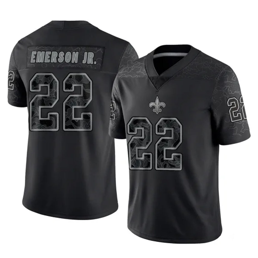 NO.Saints #22 Martin Emerson Jr. Player Black Limited Reflective Home Game Odoa Stitched Jerseys