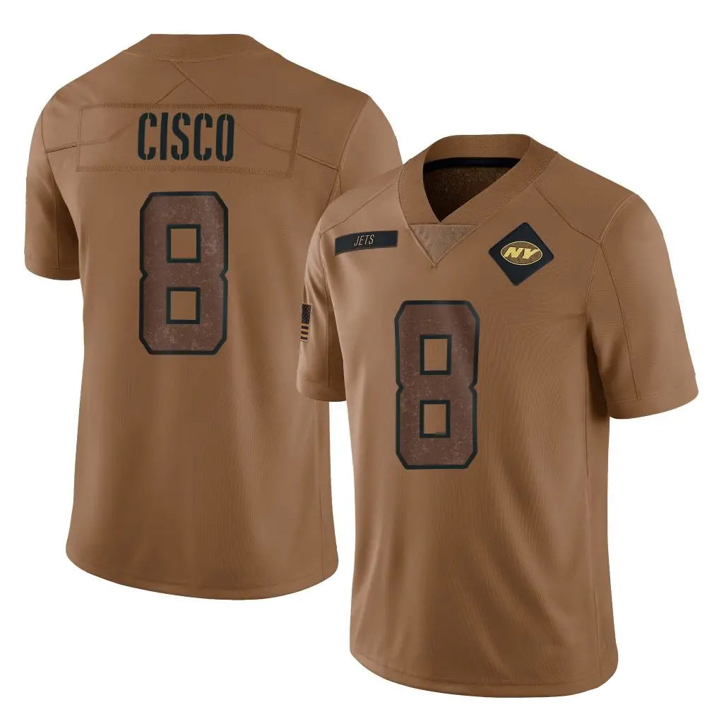 NY.Jets #8 Andre Cisco Player Brown Salute To Service Limited Odoa Stitched Jerseys