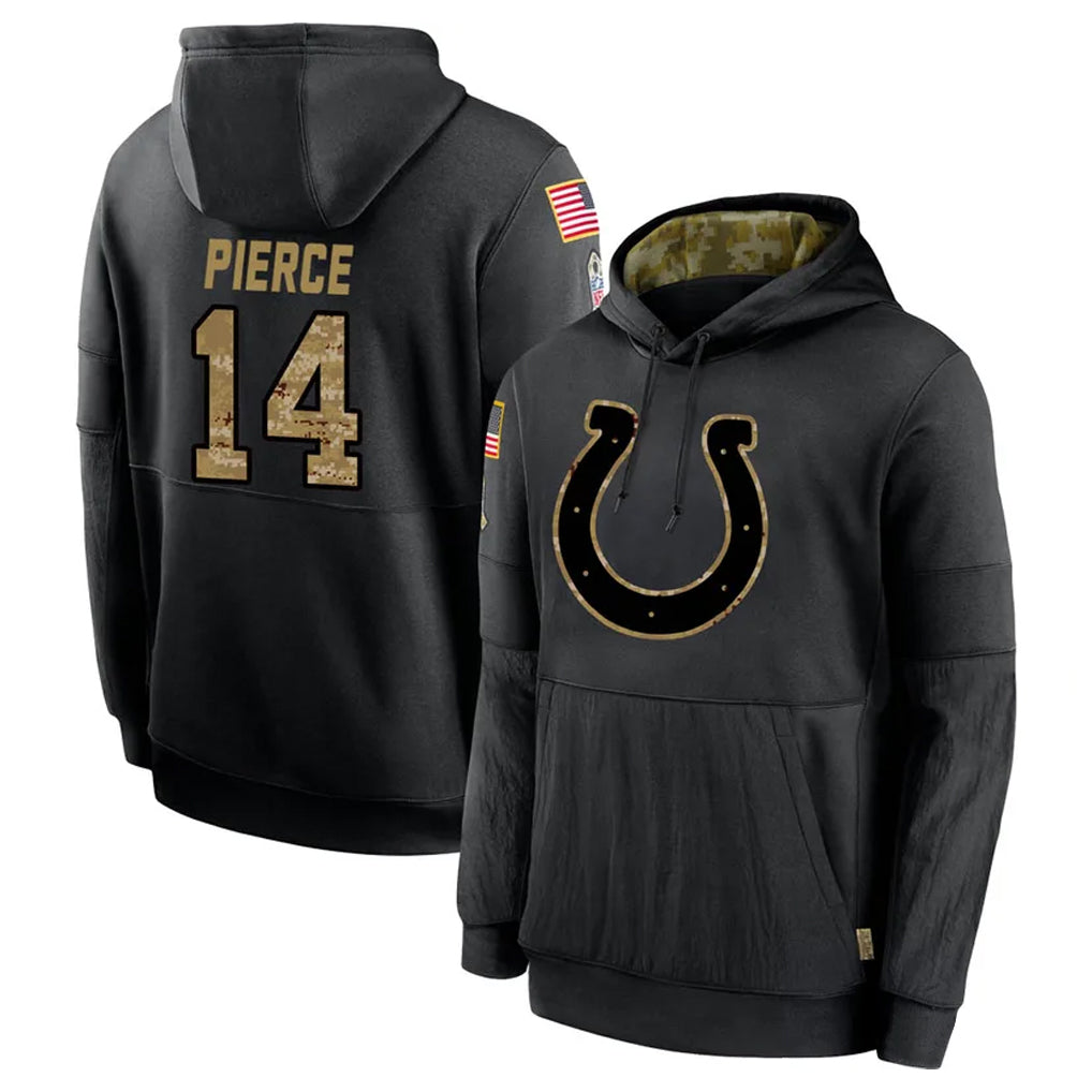 IN.Colts #14 Alec Pierce Player Black Salute to Service Hoodies Limited Game Odoa Stitched Jerseys