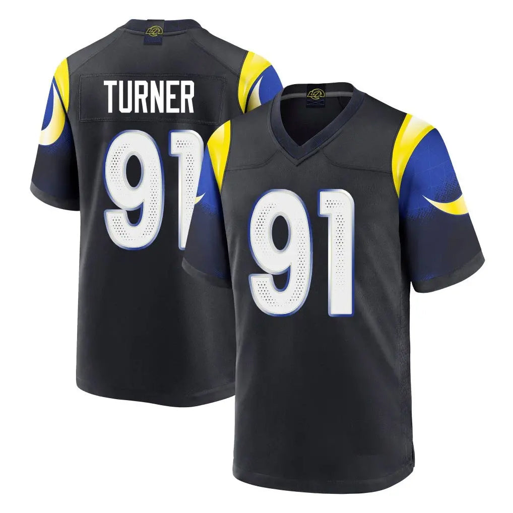 LA.Rams #91 Kobie Turner Player Black Midnight Rivalries Collection Home Game Odoa Stitched Jerseys