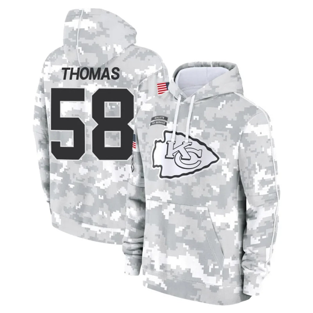 KC.Chiefs #58 Derrick Thomas Player Arctic Camo Salute to Service Hoodies Odoa Stitched Jerseys