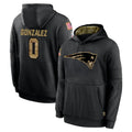 NE.Patriots #0 Christian Gonzalez Player Black Salute to Service Hoodies Limited Game Odoa Stitched Jerseys