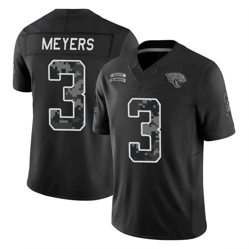 J.Jaguars #3 Jakobi Meyers Player Black Limited 2026 Salute to Service Home Game Odoa Stitched Jerseys