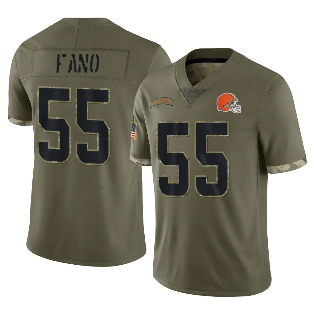 C.Browns #55 Spencer Fano Player Olive Salute to Service Limited Game Odoa Stitched Jerseys