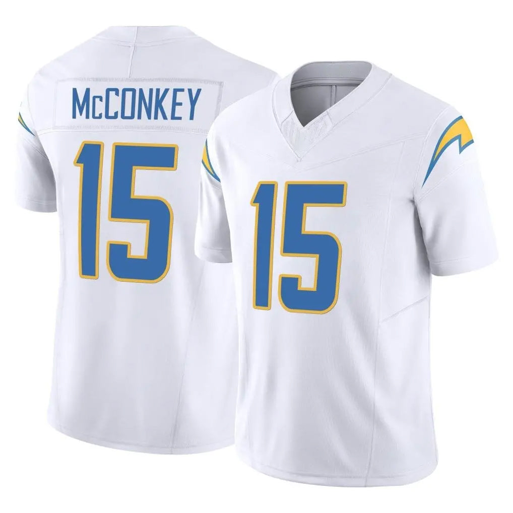 LA.Chargers #15 Ladd McConkey Player White Limited Vapor F.U.S.E. Home Game Odoa Stitched Jerseys