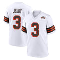 C.Browns #3 Jerry Jeudy Player White Alternate Home Game Odoa Stitched Jerseys