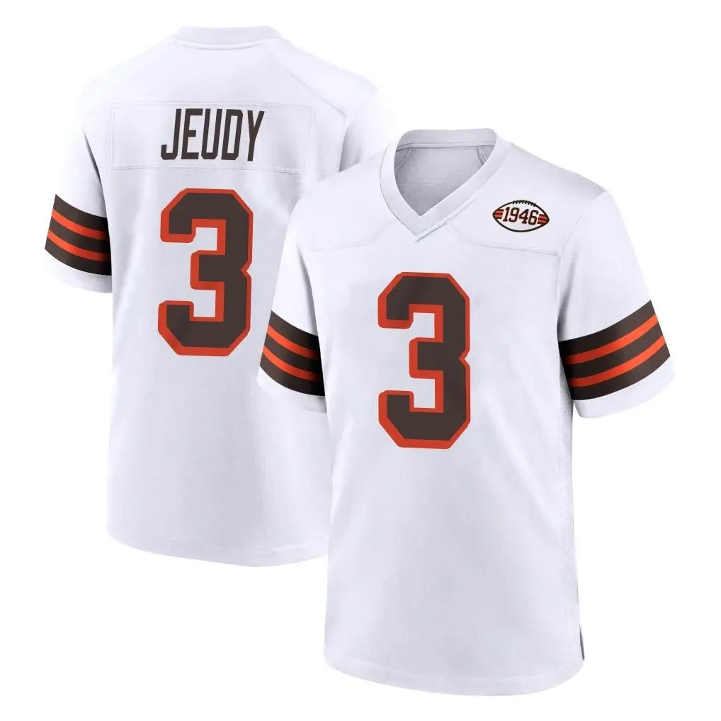 C.Browns #3 Jerry Jeudy Player White Alternate Home Game Odoa Stitched Jerseys