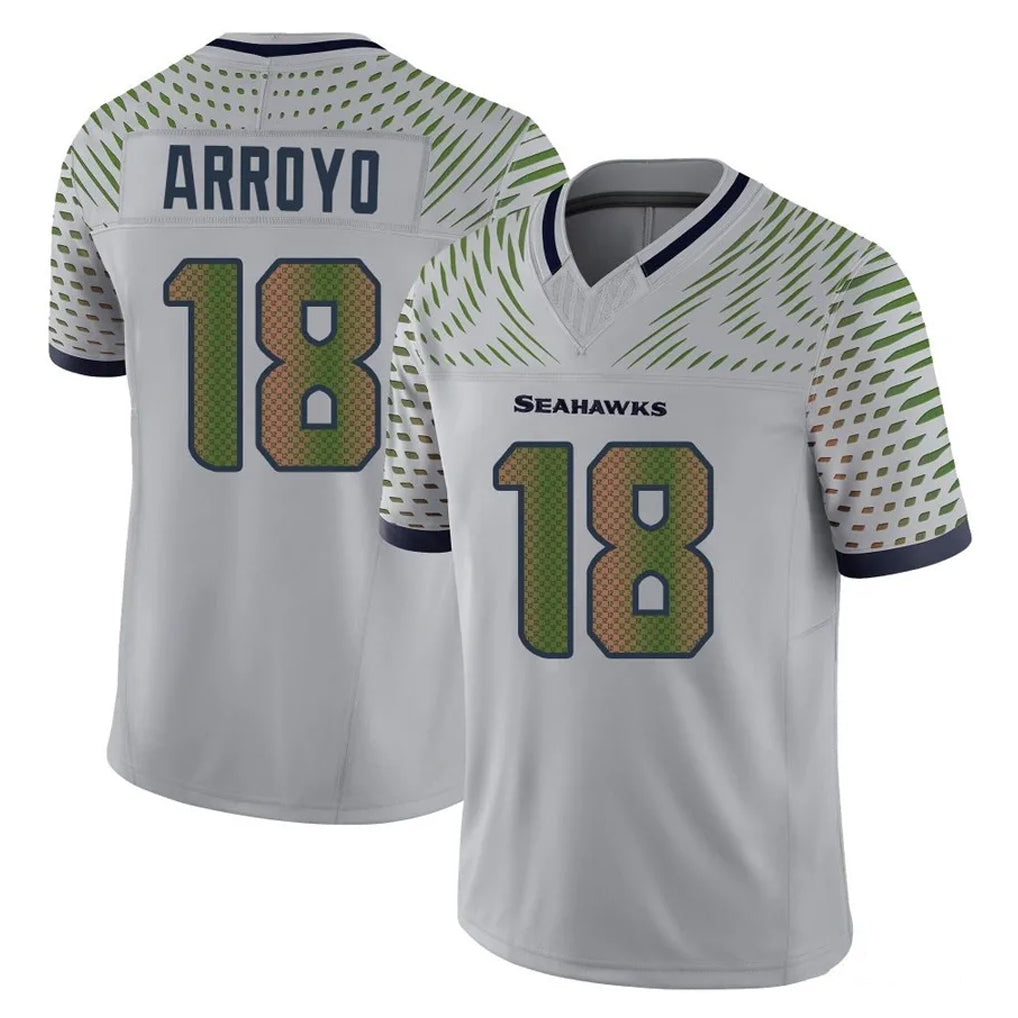 S.Seahawks #18 Elijah Arroyo Player Grey Limited 2025 Rivalries Collection Home Game Odoa Stitched Jerseys