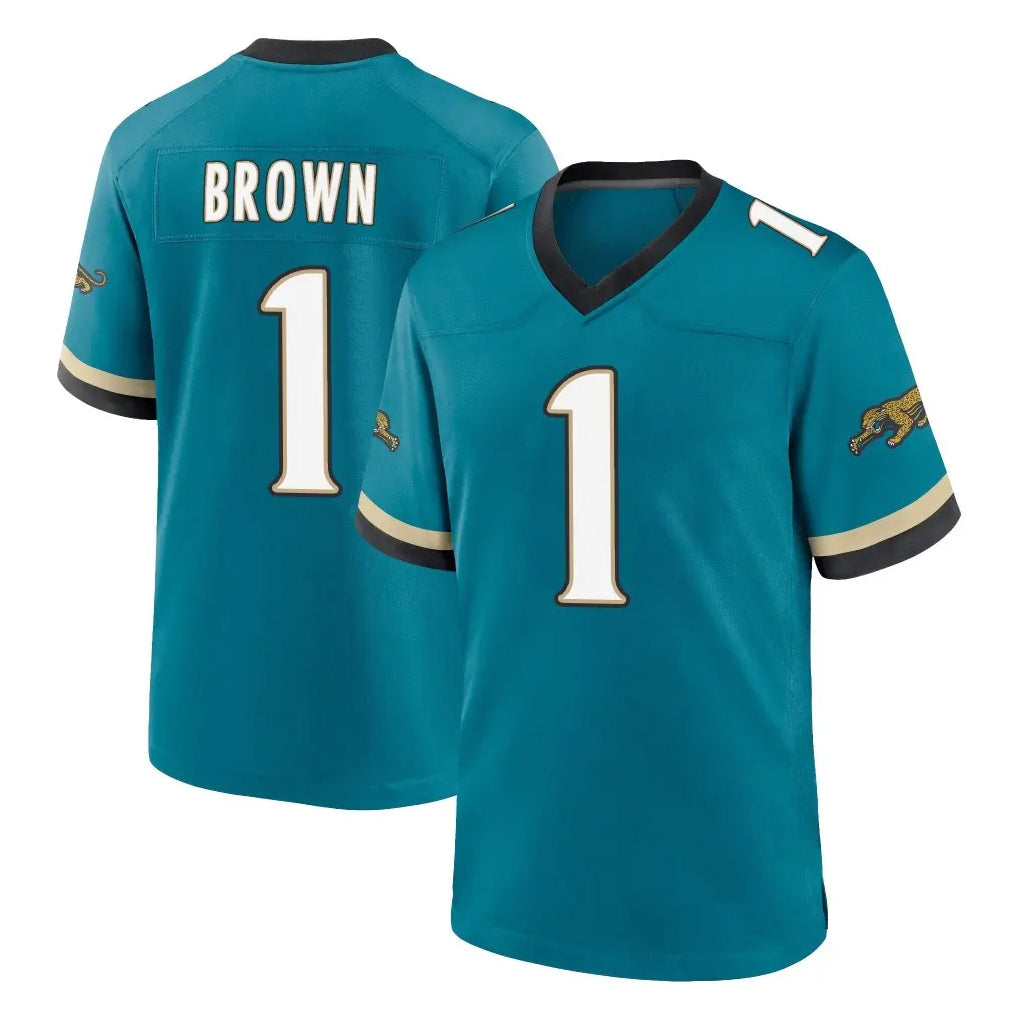 J.Jaguars #1 Montaric Brown Player Teal Prowler Throwback Limited Home Game Odoa Stitched Jerseys