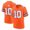 D.Broncos #10 Bo Nix Player Orange Alternate Collection Throwback Game Odoa Stitched Jerseys
