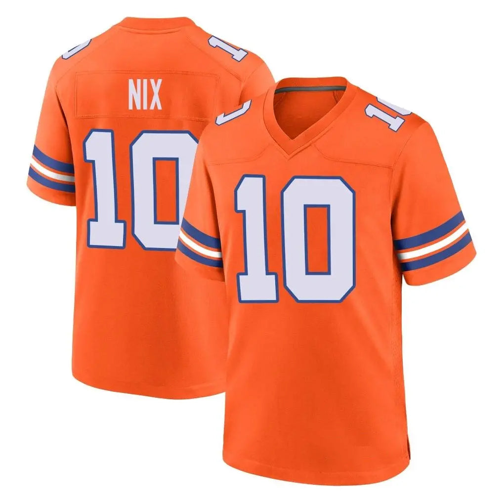 D.Broncos #10 Bo Nix Player Orange Alternate Collection Throwback Game Odoa Stitched Jerseys
