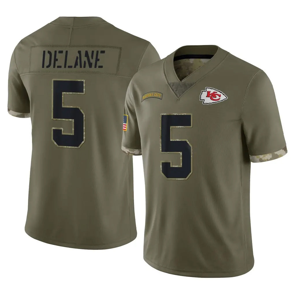 KC.Chiefs #5 Mansoor Delane Player Olive Salute To Service Limited Odoa Stitched Jerseys