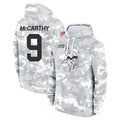 M.Vikings #9 J.J. McCarthy Player Arctic Camo Salute to Service Pullover Hoodies Limited Game Odoa Stitched Jerseys