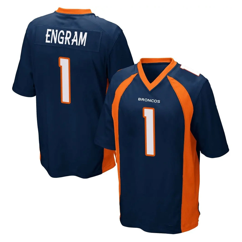 D.Broncos #1 Evan Engram Player Navy Game Odoa Stitched Jerseys