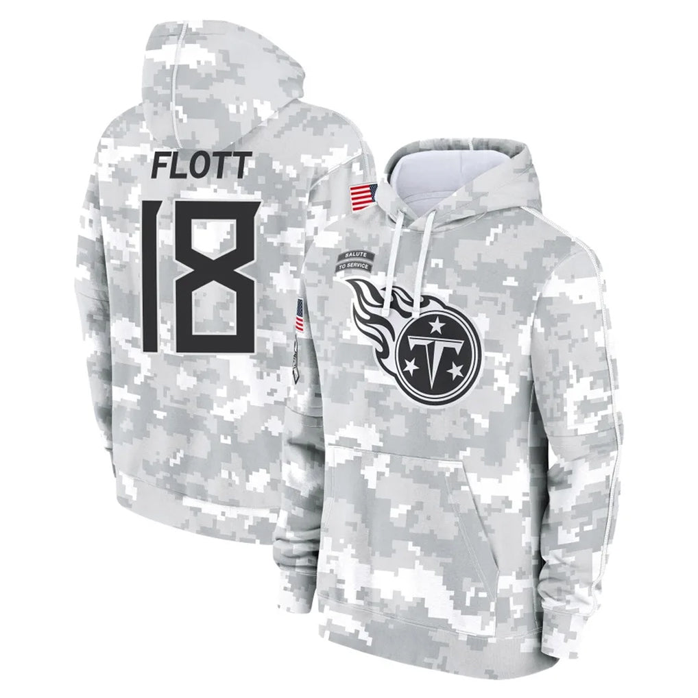 T.Titans #18 Cor'Dale Flott Player Camo Arctic Salute to Service Pullover Hoodies Home Game Odoa Stitched Jerseys