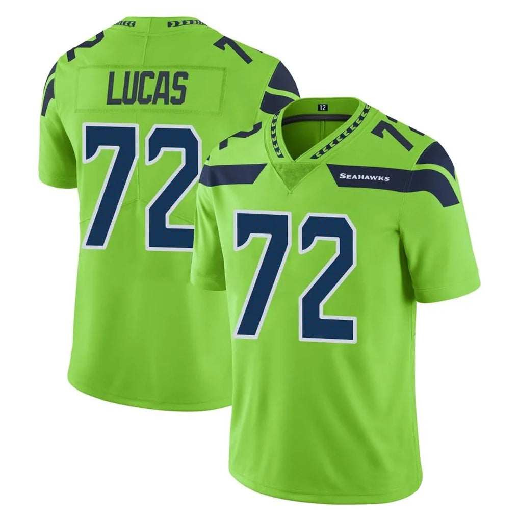 S.Seahawks #72 Abraham Lucas Player Green Limited Color Rush Home Game Odoa Stitched Jerseys