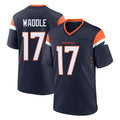 D.Broncos #17 Jaylen Waddle Player Navy Home Game Odoa Stitched Jerseys