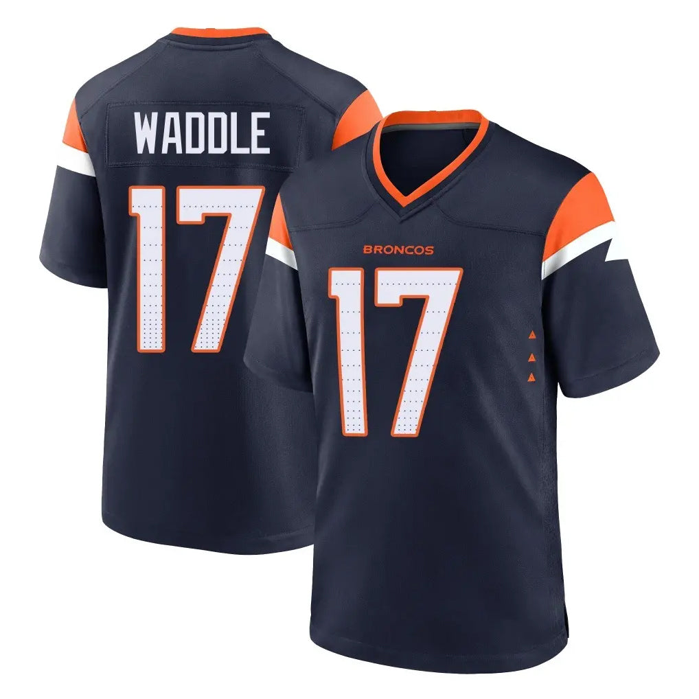 D.Broncos #17 Jaylen Waddle Player Navy Home Game Odoa Stitched Jerseys