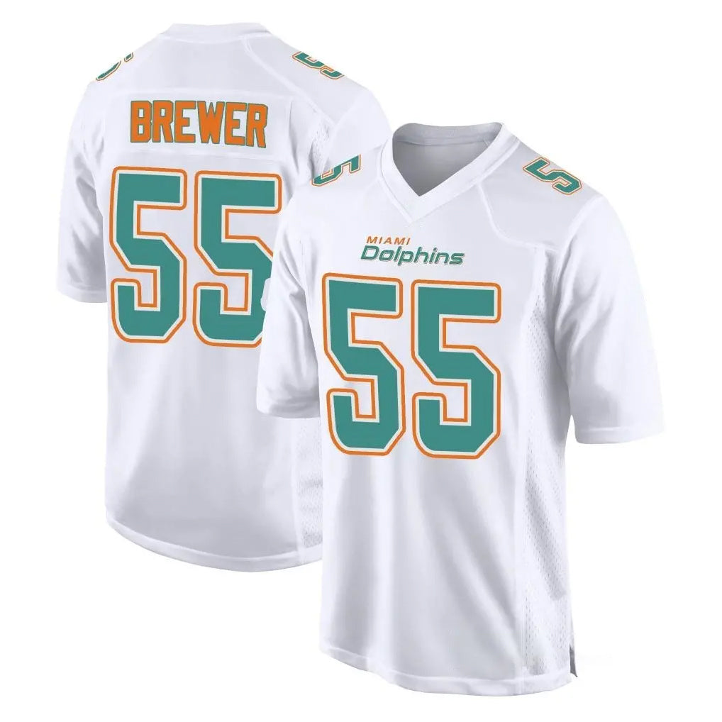 M.Dolphins #55 Aaron Brewer Player White Fashion Home Game Odoa Stitched Jerseys