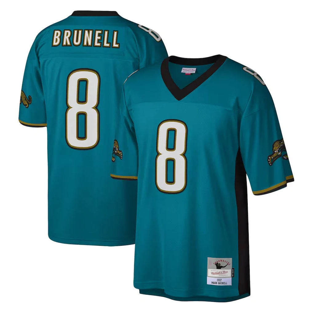 J.Jaguars #8 Mark Brunell?Player Teal Mitchell & Ness Legacy Home Game Odoa Stitched Jerseys