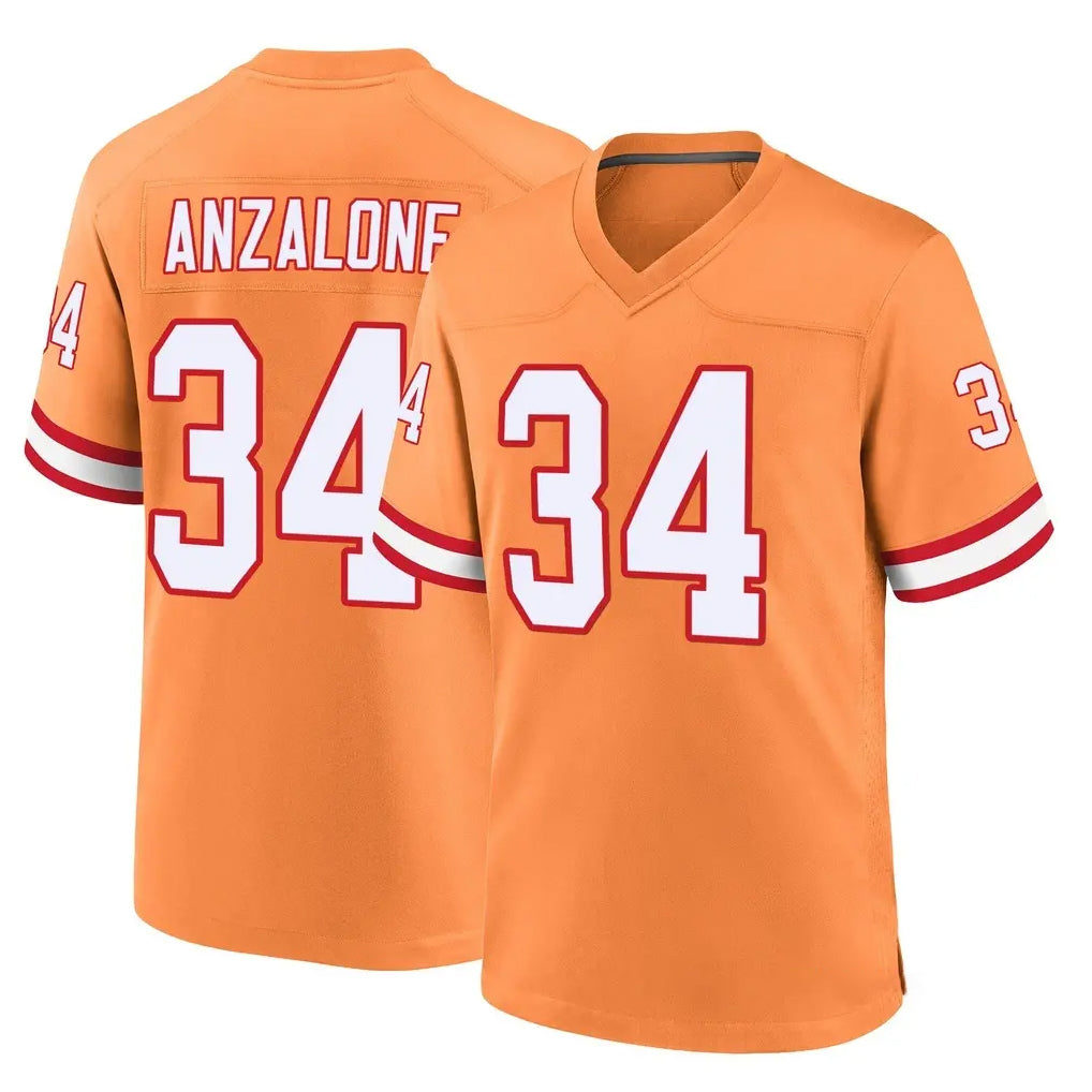 TB.Buccaneers #34 Alex Anzalone Player Orange Throwback Home Game Odoa Stitched Jerseys