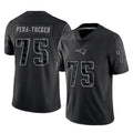 NE.Patriots #75 Alijah Vera-Tucker Player Black Reflective LImited Home Game Odoa Stitched Jerseys
