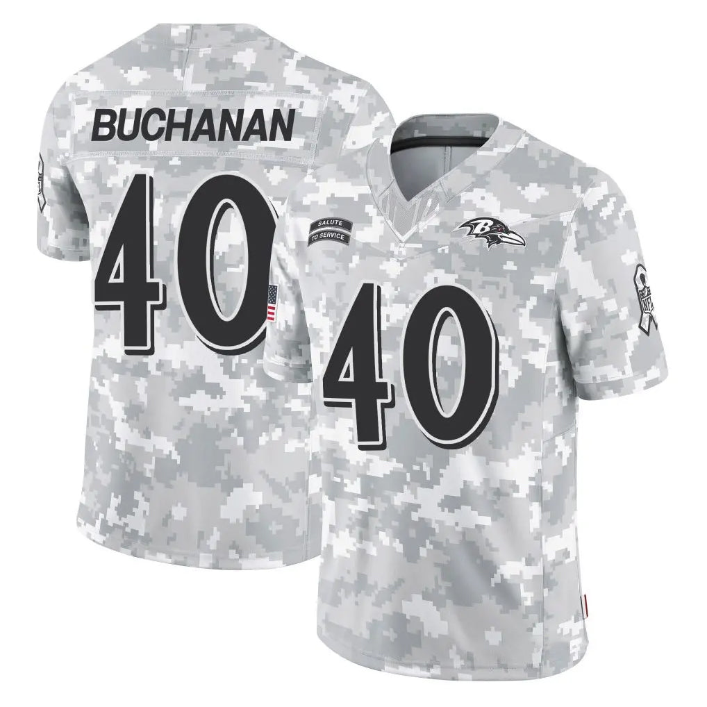 B.Ravens #40 Teddye Buchanan Player Arctic Camo Salute to Service Limited Odoa Stitched Jerseys
