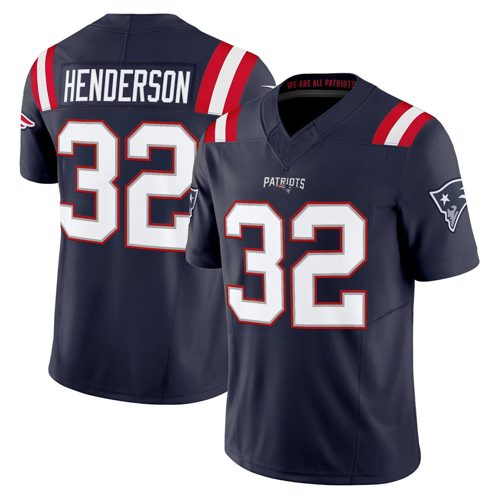 NE.Patriots #32 TreVeyon Henderson Player Navy Limited Vapor F.U.S.E. Home Game Odoa Stitched Jerseys