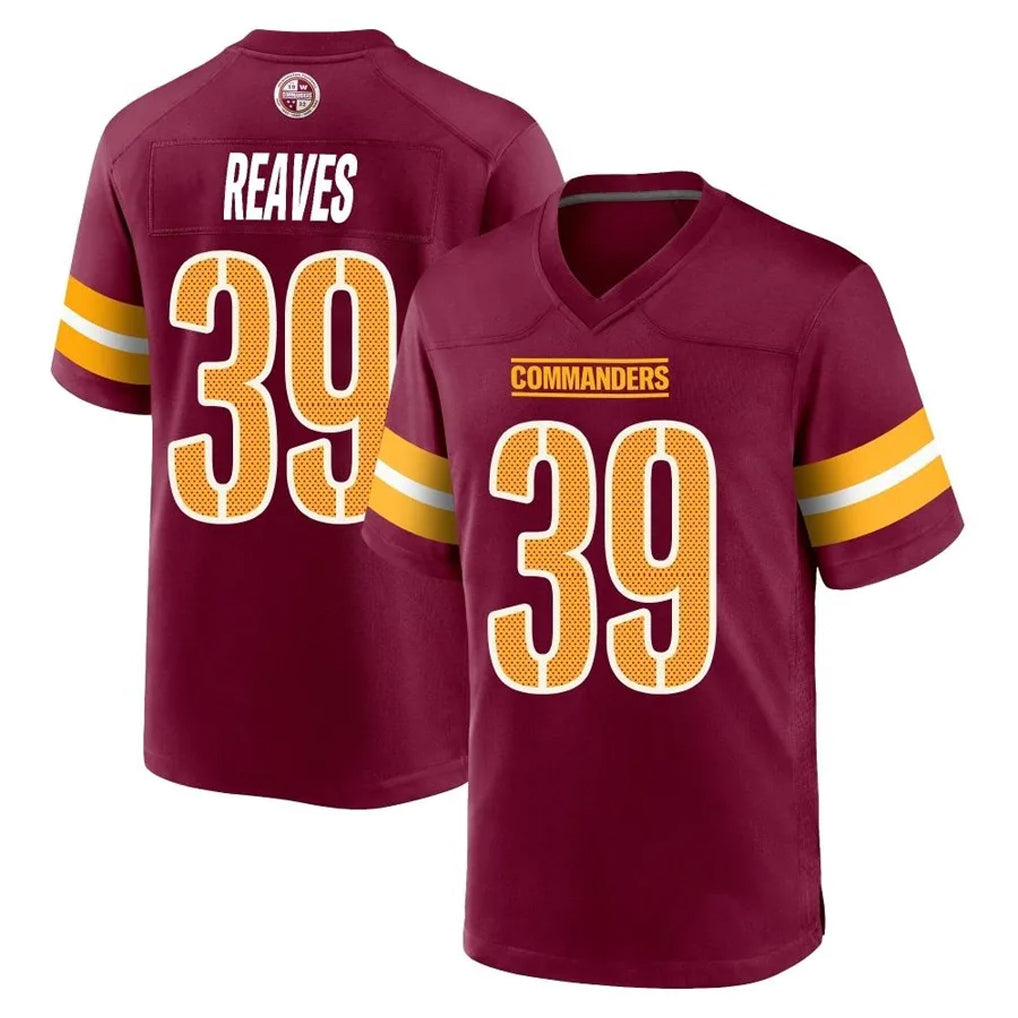 W.Commanders #39 Jeremy Reaves Player Burgundy Home Game Odoa Stitched Jerseys