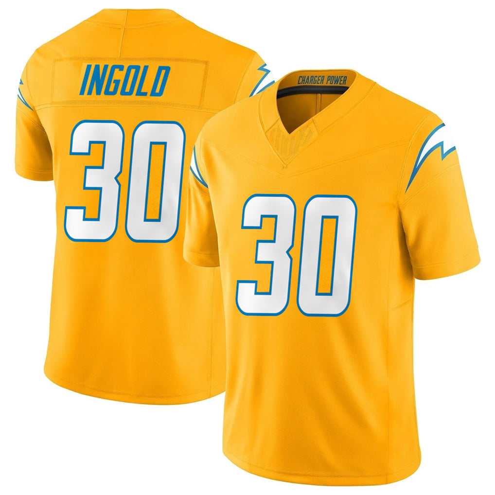 LA.Chargers #30 Alec Ingold Player Gold Limited Vapor F.U.S.E. Home Game Odoa Stitched Jerseys