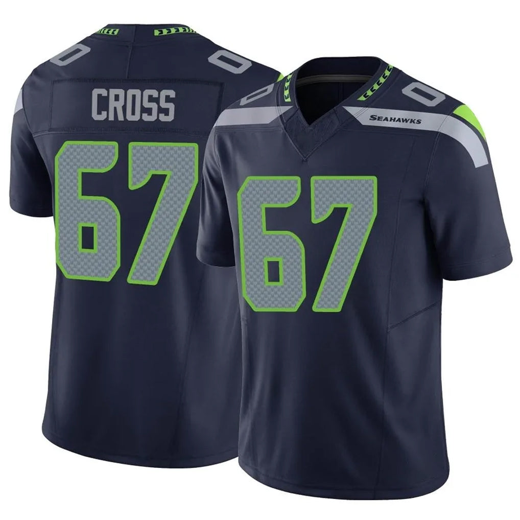 S.Seahawks #67 Charles Cross Player Navy Limited Vapor F.U.S.E. Home Game Odoa Stitched Jerseys