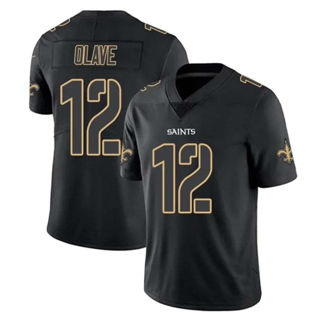 NO.Saints #12 Chris Olave Player Black Impact Limited Home Game Odoa Stitched Jerseys
