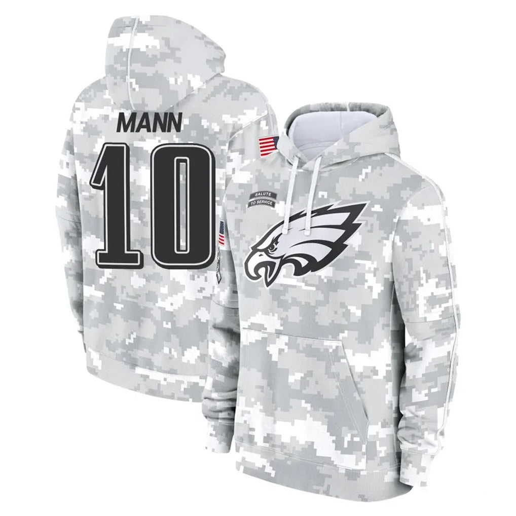 P.Eagles #10 Braden Mann Player Arctic Camo Salute to Service Pullover Hoodies Limited Game Odoa Stitched Jerseys