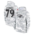 B.Ravens #79 Ronnie Stanley Player Arctic Camo Salute to Service Pullover Hoodie Odoa Stitched Jerseys