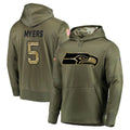 S.Seahawks #5 Jason Myers Player Olive Salute to Service Pullover Hoodie Home Game Odoa Stitched Jerseys