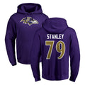 B.Ravens #79 Ronnie Stanley Player Purple Salute to Service Pullover Hoodie Odoa Stitched Jerseys