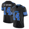 D.Lions #14 Amon-Ra St. Brown Player Black Vapor F.U.S.E. Limited Game Home Odoa Stitched Jerseys