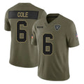 LV.Raiders #6 A.J. Cole Player Olive 2025 Salute To Service Limited Game Odoa Stitched Jerseys