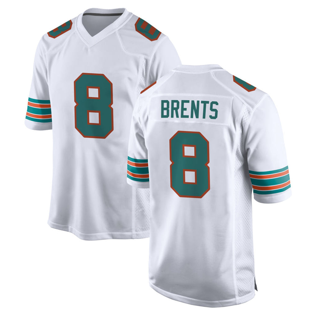 M.Dolphins #8 JuJu Brents Player White Limited Home Game Odoa Stitched Jerseys