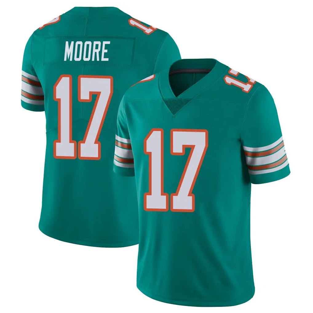 M.Dolphins #17 Trey Moore Player Aqua Limited Alternate Vapor Untouchable Home Game Odoa Stitched Jerseys