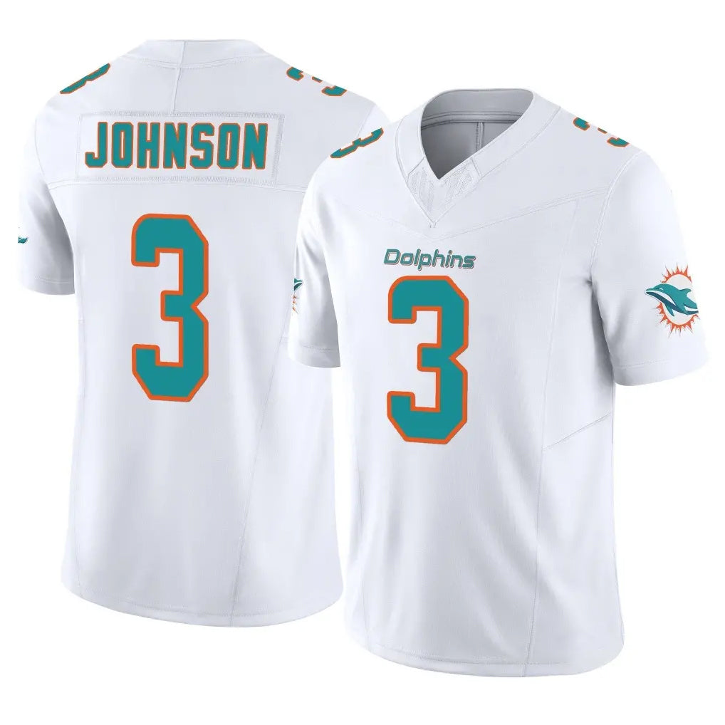 M.Dolphins #3 Chris Johnson Player White Limited Vapor F.U.S.E. Home Game Odoa Stitched Jerseys