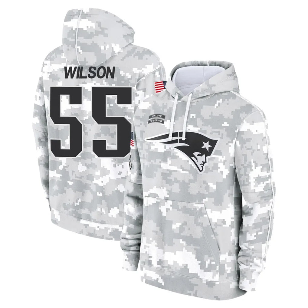 NE.Patriots #55 Jared Wilson Player Arctic Camo Salute to Service Pullover Hoodies Limited Game Odoa Stitched Jerseys