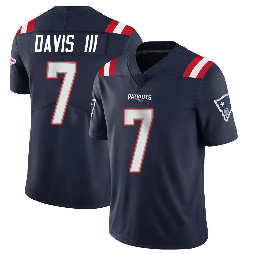NE.Patriots #7 Carlton Davis III Player Navy Vapor Untouchable Home Game Odoa Stitched Jerseys