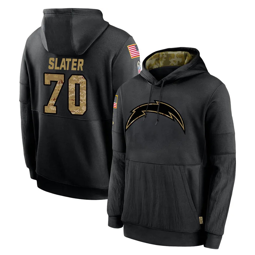 LA.Chargers #70 Rashawn Slater Player Black Salute to Service Hoodies Limited Game Odoa Stitched Jerseys