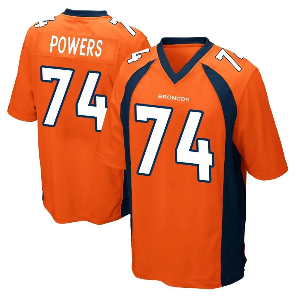 D.Broncos #74 Ben Powers Player Orange Color Home Game Odoa Stitched Jerseys