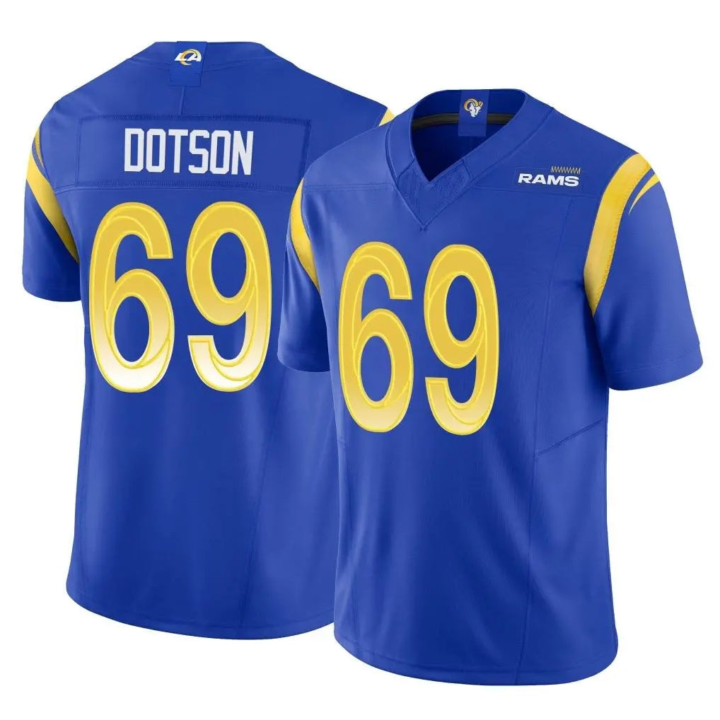 LA.Rams #69 Kevin Dotson Player Royal Limited Vapor F.U.S.E. Home Game Odoa Stitched Jerseys