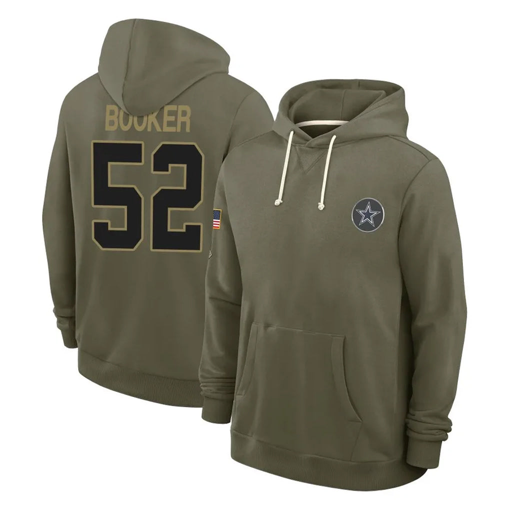 D.Cowboys #52 Tyler Booker Player Olive Salute to Service Pullover Hoodies Limited Odoa Stitched Jerseys