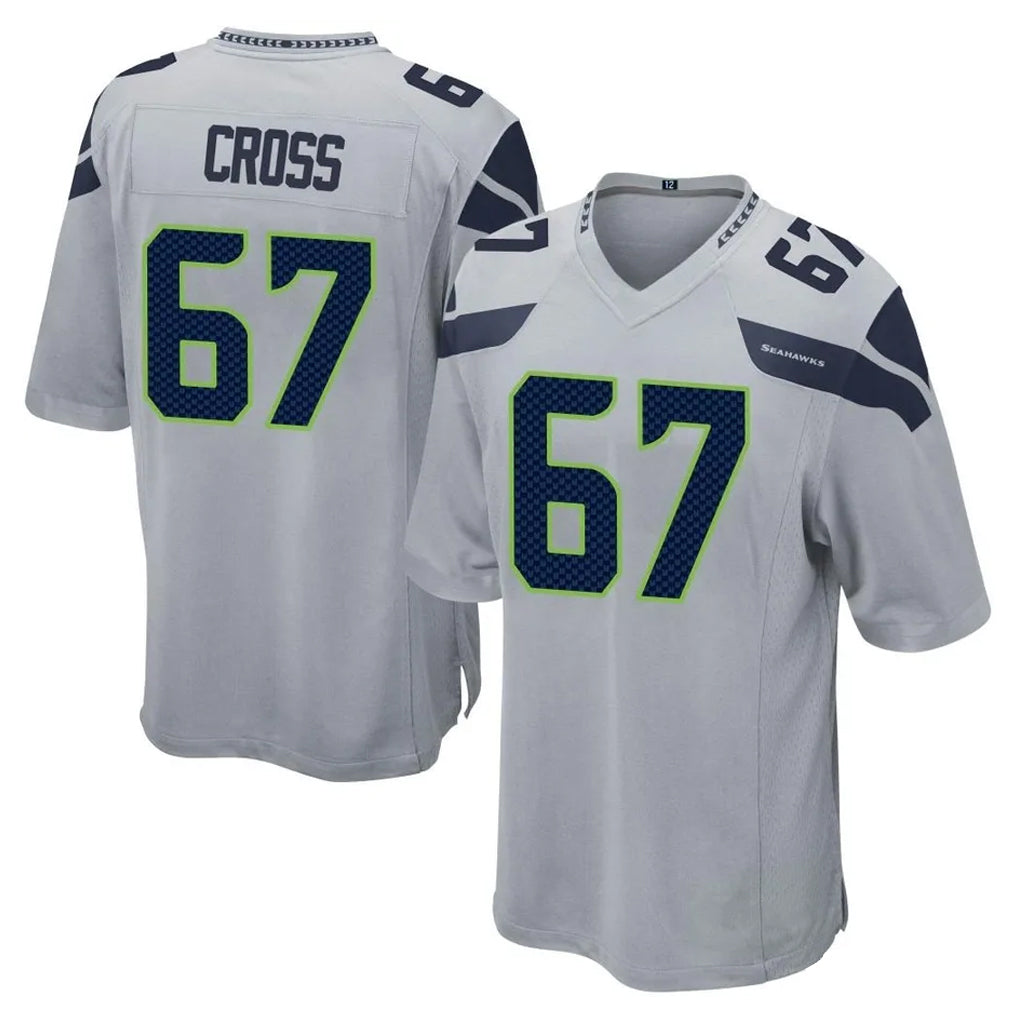 S.Seahawks #67 Charles Cross Player Gray Home Game Odoa Stitched Jerseys