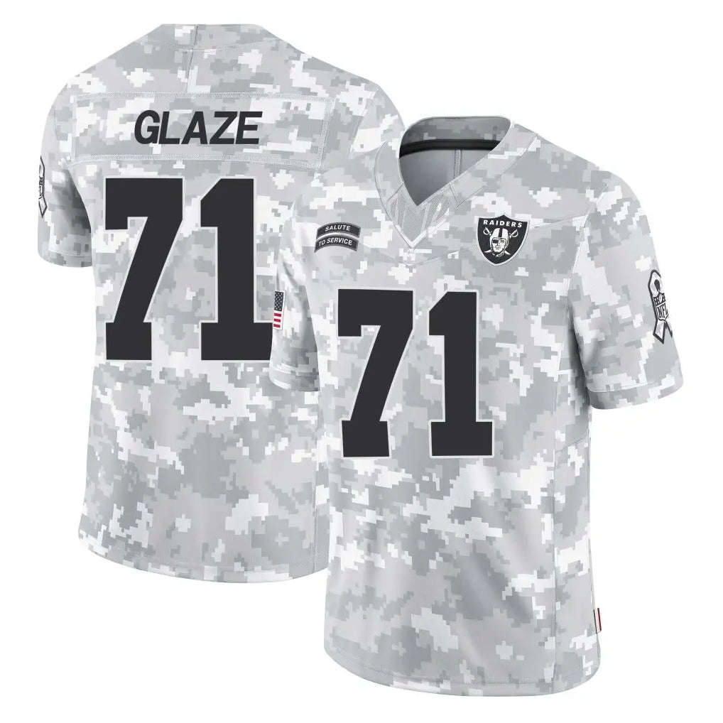 LV.Raiders #71 DJ Glaze Player Arctic Camo Salute To Service Limited Game Odoa Stitched Jerseys